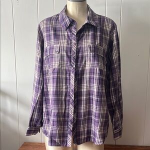 Croft and Barrow Purple Plaid Womens  Shirt